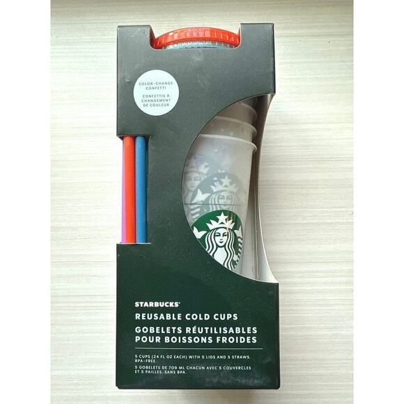 Starbucks Other - Starbucks Summer 2021 Color Change Confetti Reusable Cold Cups Pack of 5 Cups